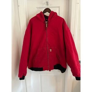 Carhartt J140 RED Men 4XL Quilted‎ Flannel Lined Duck Active Jacket